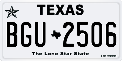 TX license plate BGU2506