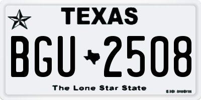 TX license plate BGU2508