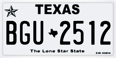 TX license plate BGU2512