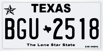 TX license plate BGU2518