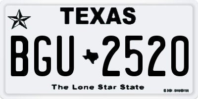 TX license plate BGU2520