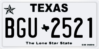 TX license plate BGU2521