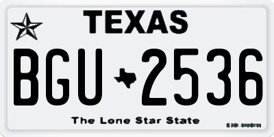 TX license plate BGU2536