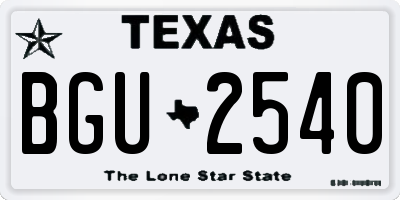 TX license plate BGU2540