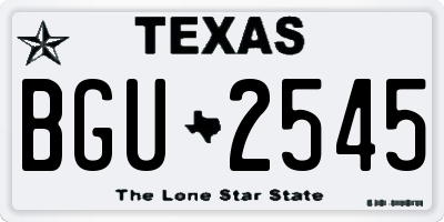 TX license plate BGU2545