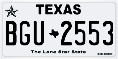 TX license plate BGU2553