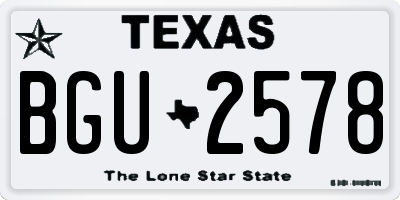 TX license plate BGU2578