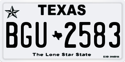 TX license plate BGU2583