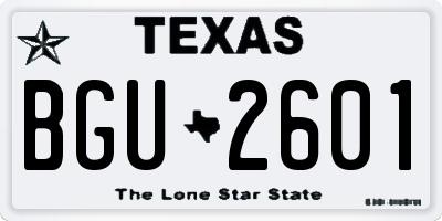 TX license plate BGU2601