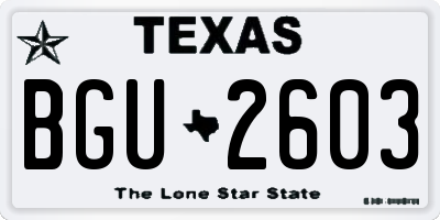 TX license plate BGU2603