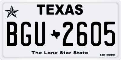 TX license plate BGU2605
