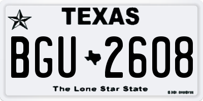 TX license plate BGU2608