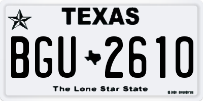TX license plate BGU2610