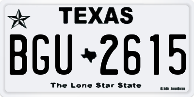 TX license plate BGU2615