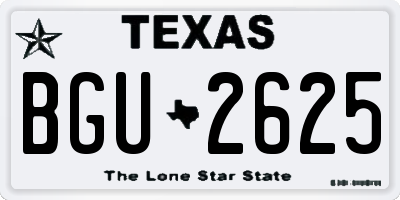TX license plate BGU2625