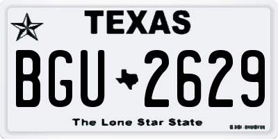 TX license plate BGU2629