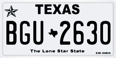 TX license plate BGU2630