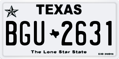 TX license plate BGU2631