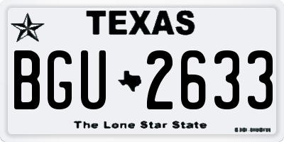 TX license plate BGU2633