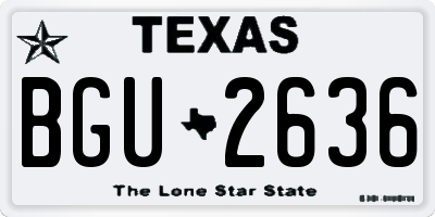 TX license plate BGU2636