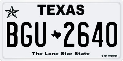 TX license plate BGU2640