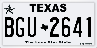 TX license plate BGU2641