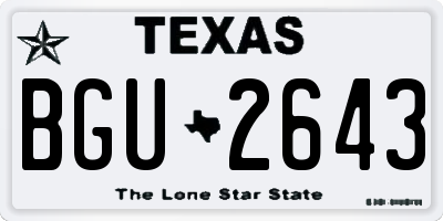 TX license plate BGU2643