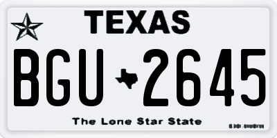 TX license plate BGU2645