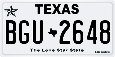 TX license plate BGU2648