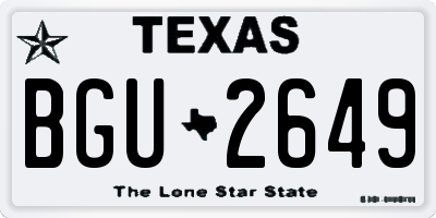 TX license plate BGU2649
