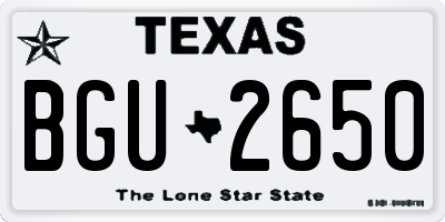 TX license plate BGU2650
