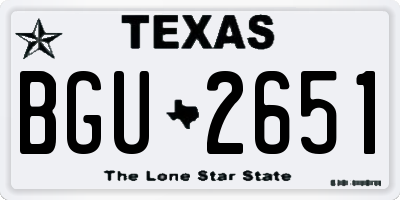 TX license plate BGU2651