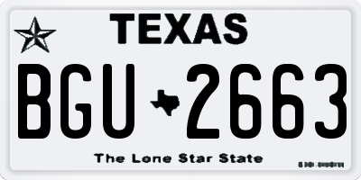 TX license plate BGU2663