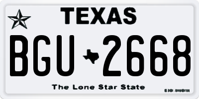 TX license plate BGU2668