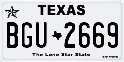 TX license plate BGU2669