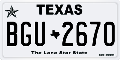 TX license plate BGU2670