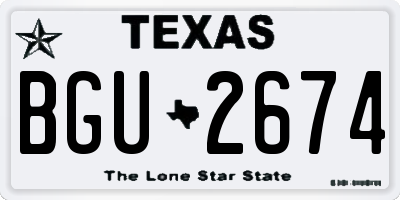 TX license plate BGU2674