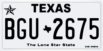 TX license plate BGU2675