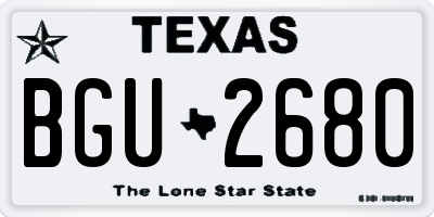 TX license plate BGU2680