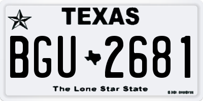 TX license plate BGU2681
