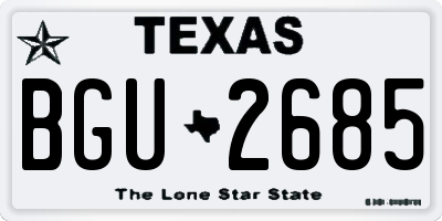 TX license plate BGU2685
