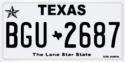 TX license plate BGU2687