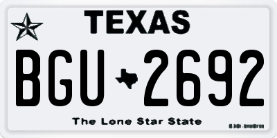 TX license plate BGU2692
