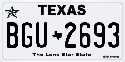 TX license plate BGU2693