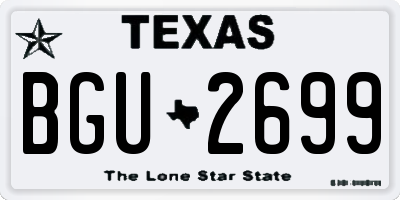 TX license plate BGU2699