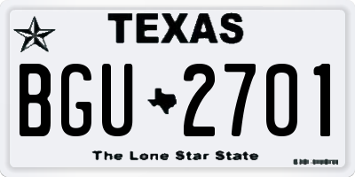 TX license plate BGU2701