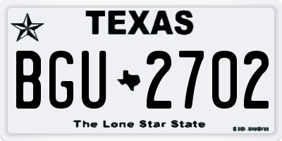 TX license plate BGU2702