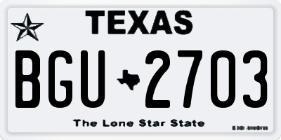 TX license plate BGU2703