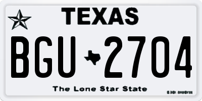 TX license plate BGU2704