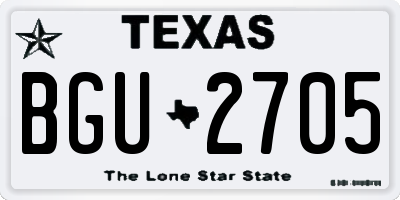 TX license plate BGU2705